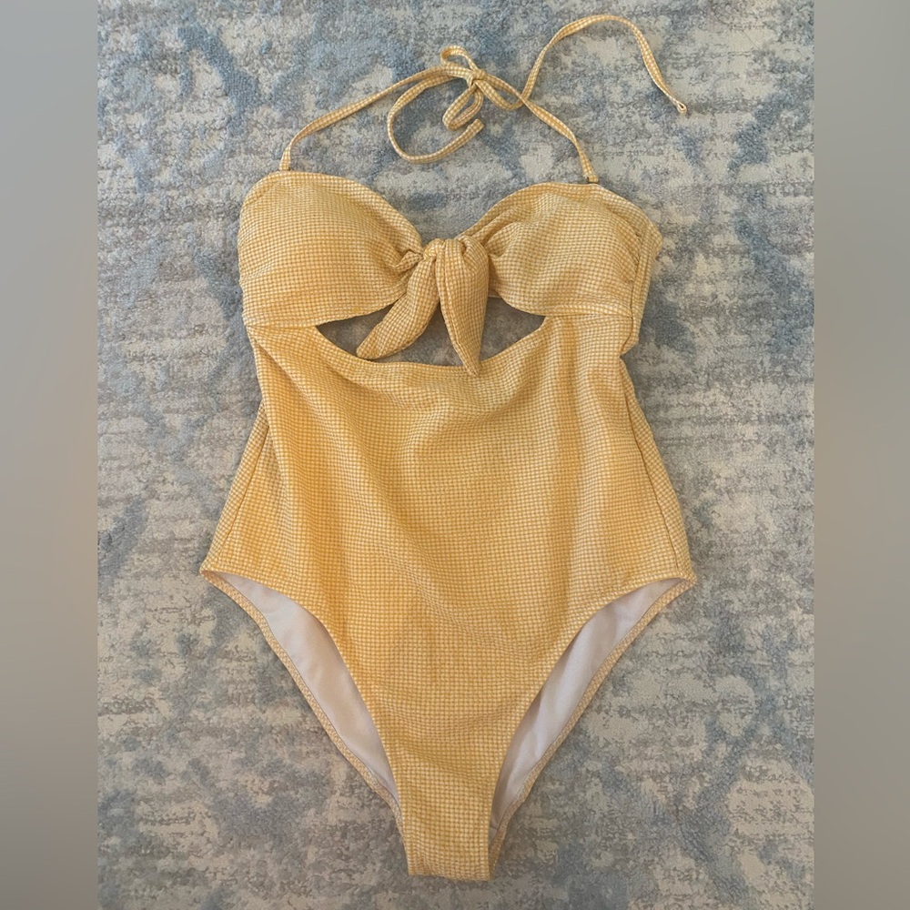 No Boundaries Pique Bunny Tie One Piece Swimsuit - Size Medium
